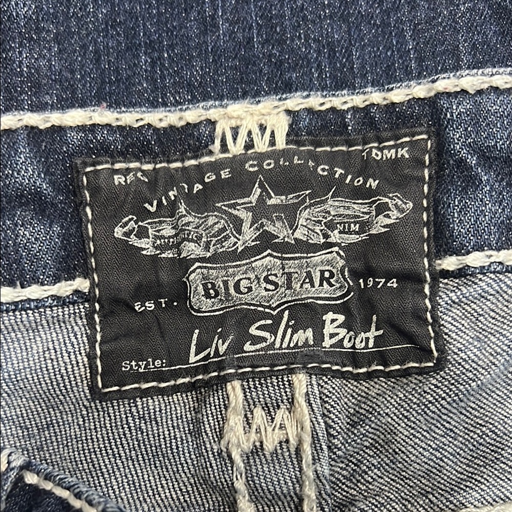 Big Star Blue Straight Leg Jeans with Faded Whiskering - Picture 2 of 9